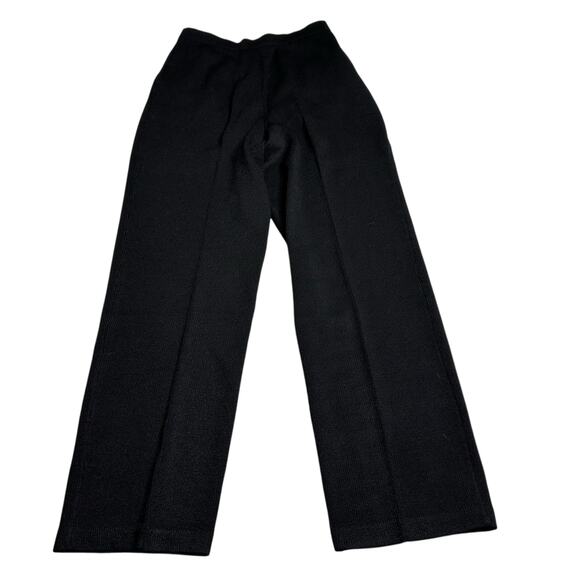 ST JOHN Basics Black Pleated Santana Knit Pull On Pants Women's Size 4 Vintage - Picture 2 of 6